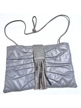 Vintage Bags By Jane Small Gray Leather Shoulder Bag